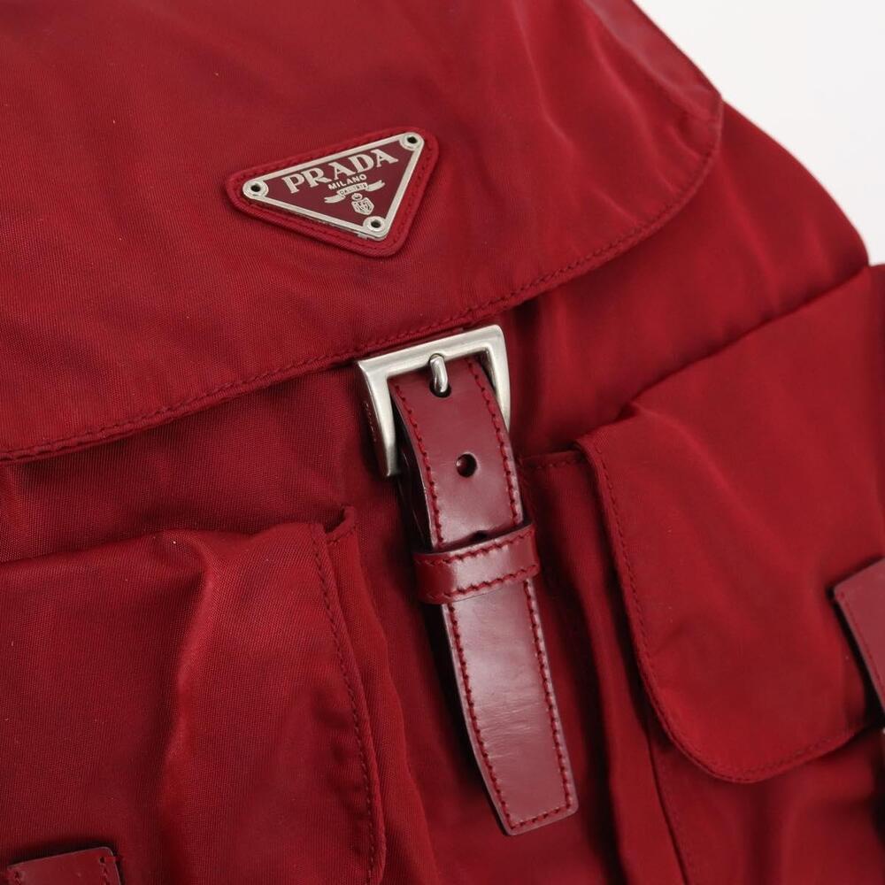 PRADA Backpack Nylon Red Silver Auth 154157 - Picture 9 of 16